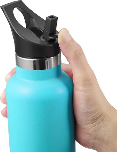 Straw Lid for Hydroflask, lids with straw for Hydro Flask, Staw Lid Standard Mouth 18 21 24 oz, Cap Replacement for Hydroflask Water Bottle Accessories, Black in Saudi Arabia
