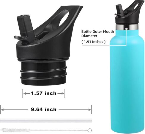 Straw Lid for Hydroflask, lids with straw for Hydro Flask, Staw Lid Standard Mouth 18 21 24 oz, Cap Replacement for Hydroflask Water Bottle Accessories, Black in Saudi Arabia
