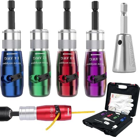 Wire Stripper for Drill 8-14 AWG, 2024 Electric Wire Stripping and Twisting Tool Set, Portable Electrician Drill Wire Stripper Cutter, Wire Nut for Power Drill, Cable Stripping and Connector in Saudi Arabia
