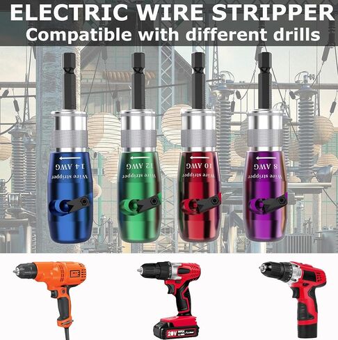 Wire Stripper for Drill 8-14 AWG, 2024 Electric Wire Stripping and Twisting Tool Set, Portable Electrician Drill Wire Stripper Cutter, Wire Nut for Power Drill, Cable Stripping and Connector in Saudi Arabia