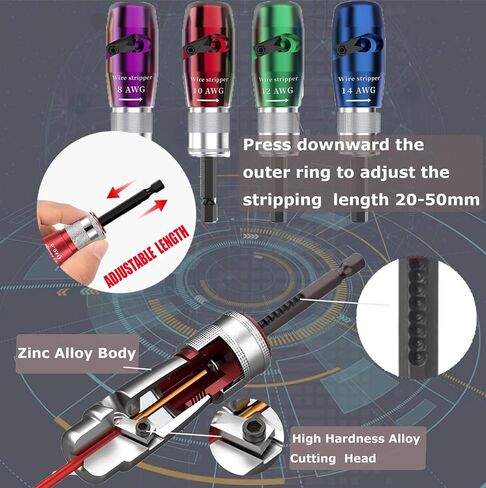 Wire Stripper for Drill 8-14 AWG, 2024 Electric Wire Stripping and Twisting Tool Set, Portable Electrician Drill Wire Stripper Cutter, Wire Nut for Power Drill, Cable Stripping and Connector in Saudi Arabia