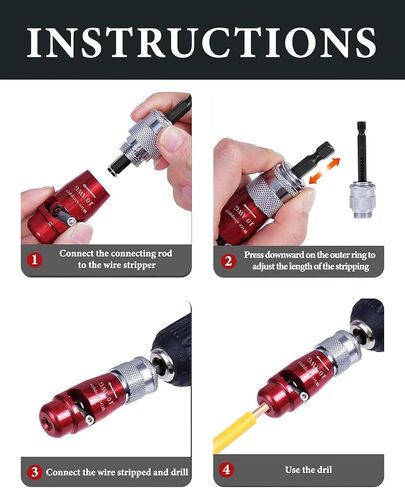 Wire Stripper for Drill 8-14 AWG, 2024 Electric Wire Stripping and Twisting Tool Set, Portable Electrician Drill Wire Stripper Cutter, Wire Nut for Power Drill, Cable Stripping and Connector in Saudi Arabia
