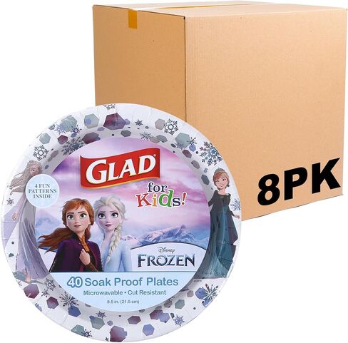 Glad for Kids Disney Frozen 8.5" Paper Anna and Elsa Snack Plates for Everyday Use, 40 Ct in Saudi Arabia
