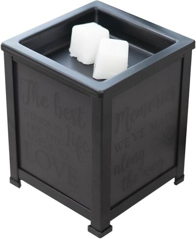 تصميمات Elanze Best Life Love، تورتة شمع كهربائية معدنية سوداء وفانوس زجاجي زيتي in Kuwait