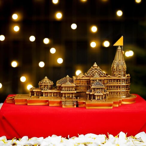 Ayodhya Ram Mandir Sculpture for Home Decoration, Gifting, Temple Decor, Resin and Mabrle 3D Model Ram Mandir Idol, Ideal for Ram Bhakt, Shri Rama Janmabhoomi Mini Statue, Size - 6 Inche in Saudi Arabia