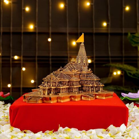 Ayodhya Ram Mandir Sculpture for Home Decoration, Gifting, Temple Decor, Resin and Mabrle 3D Model Ram Mandir Idol, Ideal for Ram Bhakt, Shri Rama Janmabhoomi Mini Statue, Size - 6 Inche in Saudi Arabia
