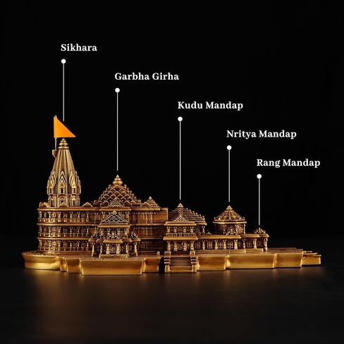 Ayodhya Ram Mandir Sculpture for Home Decoration, Gifting, Temple Decor, Resin and Mabrle 3D Model Ram Mandir Idol, Ideal for Ram Bhakt, Shri Rama Janmabhoomi Mini Statue, Size - 6 Inche in Saudi Arabia