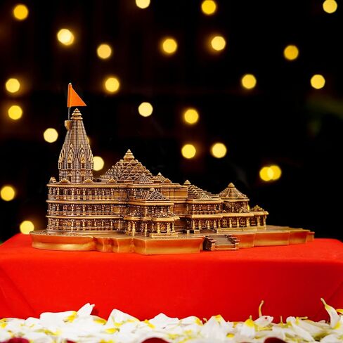 Ayodhya Ram Mandir Sculpture for Home Decoration, Gifting, Temple Decor, Resin and Mabrle 3D Model Ram Mandir Idol, Ideal for Ram Bhakt, Shri Rama Janmabhoomi Mini Statue, Size - 6 Inche in Saudi Arabia