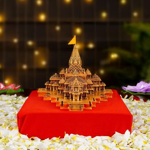 Ayodhya Ram Mandir Sculpture for Home Decoration, Gifting, Temple Decor, Resin and Mabrle 3D Model Ram Mandir Idol, Ideal for Ram Bhakt, Shri Rama Janmabhoomi Mini Statue, Size - 6 Inche in Saudi Arabia