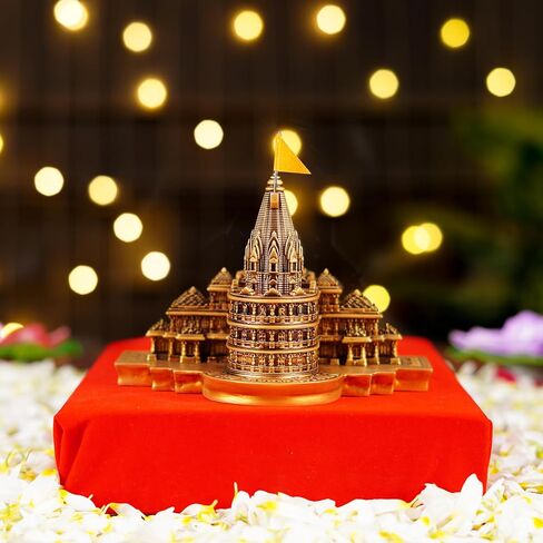 Ayodhya Ram Mandir Sculpture for Home Decoration, Gifting, Temple Decor, Resin and Mabrle 3D Model Ram Mandir Idol, Ideal for Ram Bhakt, Shri Rama Janmabhoomi Mini Statue, Size - 6 Inche in Saudi Arabia