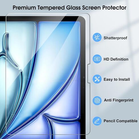 2 Pack Screen Protector for iPad Pro 13 Inch M4 2024, iPad Pro 7th Generation 13" Screen Protector Model A2925/A2926/A3007, HD Tempered Glass and Apple Pencil Compatible in Saudi Arabia