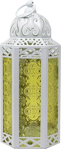 VELA LANTERNS 3pk شمعة مغربية فانوس ديكور حامل شموع مصباح للطاولة أو التعليق، ديكور المنزل الداخلي، الفناء الخارجي أو الشرفة، حفلات الزفاف، معدن أسود، متوسط، زجاج أزرق كوبالت in Kuwait