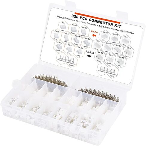 920PCS Terminals Assortment Kit (HX2.54+PH2.0) 2/3/4/5/6Pin Plug with Terminal Wires Cables Socket Header Wire Connectors Kit in Saudi Arabia