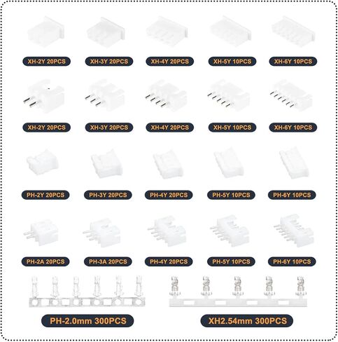 920PCS Terminals Assortment Kit (HX2.54+PH2.0) 2/3/4/5/6Pin Plug with Terminal Wires Cables Socket Header Wire Connectors Kit in Saudi Arabia