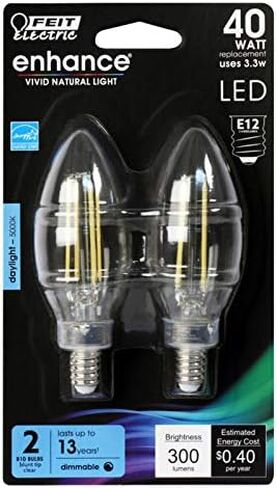 Feit Electric BPCTC40950CAFIL/2/RP 40W EQ DM Candelabra LED Light Bulb, 2 Bulbs in Saudi Arabia