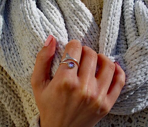 Recycled Early 1900's Olive Green Wine Bottle Mermaid Ring in Sterling Silver in Saudi Arabia