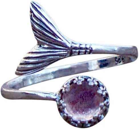 Recycled Early 1900's Olive Green Wine Bottle Mermaid Ring in Sterling Silver in Saudi Arabia