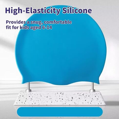 Blue Swim Cap - Suitable for Kids, Youth and Adults of Small Head - Waterproof Swim Cap - high-Elasticity Silicone - Swim caps - Swimming Cap - Youth Swim Cap - Teen Swim Cap in Kuwait