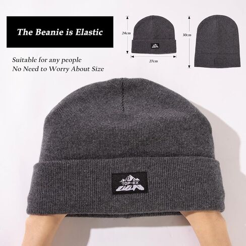 TOP-EX PolarWool™ Beanie Hats Men Women 100% Merino Wool Winter Warm Cap for Outdoor, Double Layer or Fleece Lined M-XXL in Kuwait