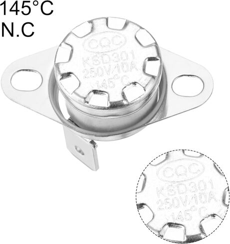 uxcell KSD301 Thermostat 145°C/293°F 10A Normally Closed N.C Adjust Snap Disc Temperature Switch for Microwaves,Oven,Coffee Maker 5 Pcs,Ceramic Material in Kuwait