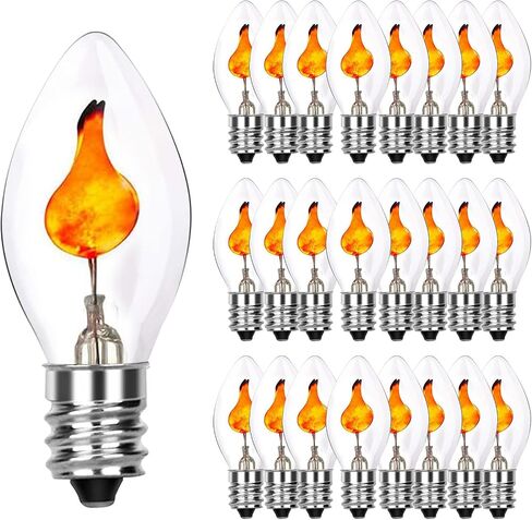 25 Pack Orange Flame Light Bulbs,120V 1W Orange Light Candle Light Bulbs with E12/C7 Candelabra for Chandeliers, Ceiling Fan Lights,Wall Sconces,Halloween Decorations in Saudi Arabia