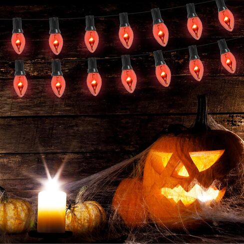 25 Pack Orange Flame Light Bulbs,120V 1W Orange Light Candle Light Bulbs with E12/C7 Candelabra for Chandeliers, Ceiling Fan Lights,Wall Sconces,Halloween Decorations in Saudi Arabia
