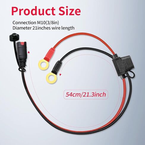 Battery Tender Leads - SAE Connector Wire Harness Compatible with NOCO GC008 X-Connect M10 (3/8in) XL Eyelet Terminal Connector Charger Cable Extension Cable Jump Starter Cable in Kuwait