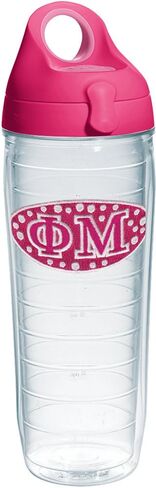 Tervis Fraternity - كوب Phi Mu معزول مع شعار وغطاء وردي اللون، 24 أونصة، شفاف in Saudi Arabia