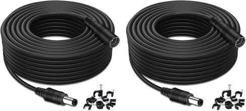 Lonnky 2Pcak 33ft (10M) DC Power Extension Cable, 2.1mm x 5.5mm, Compatible with Universal 12V DC Power Adapter Wall Charger for Security Camera CCTV Camera/DVR/NVR System,White in Saudi Arabia