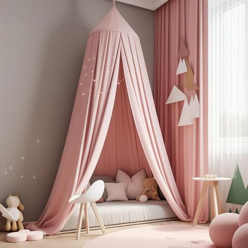 Pink Canopy, Princess Bedroom Decor, Canopy for Girls Room, Room Decorations for Girls, Girls Canopy for Bed, Soft Smooth Playing Tent Canopy Girls Room Decoration Princess Castle in Saudi Arabia