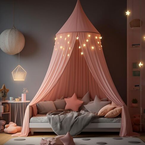 Pink Canopy, Princess Bedroom Decor, Canopy for Girls Room, Room Decorations for Girls, Girls Canopy for Bed, Soft Smooth Playing Tent Canopy Girls Room Decoration Princess Castle in Saudi Arabia