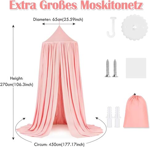 Pink Canopy, Princess Bedroom Decor, Canopy for Girls Room, Room Decorations for Girls, Girls Canopy for Bed, Soft Smooth Playing Tent Canopy Girls Room Decoration Princess Castle in Saudi Arabia