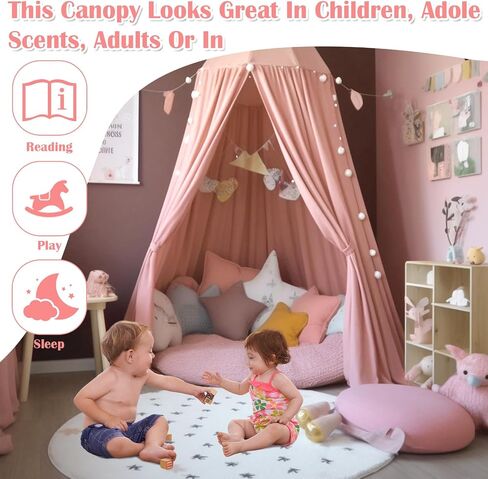 Pink Canopy, Princess Bedroom Decor, Canopy for Girls Room, Room Decorations for Girls, Girls Canopy for Bed, Soft Smooth Playing Tent Canopy Girls Room Decoration Princess Castle in Saudi Arabia
