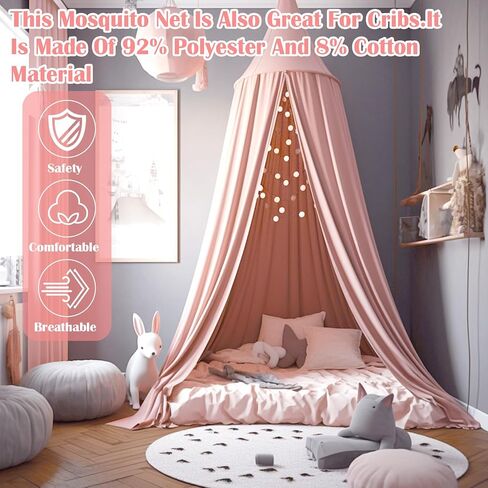 Pink Canopy, Princess Bedroom Decor, Canopy for Girls Room, Room Decorations for Girls, Girls Canopy for Bed, Soft Smooth Playing Tent Canopy Girls Room Decoration Princess Castle in Saudi Arabia