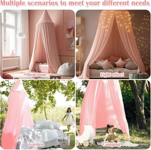 Pink Canopy, Princess Bedroom Decor, Canopy for Girls Room, Room Decorations for Girls, Girls Canopy for Bed, Soft Smooth Playing Tent Canopy Girls Room Decoration Princess Castle in Saudi Arabia