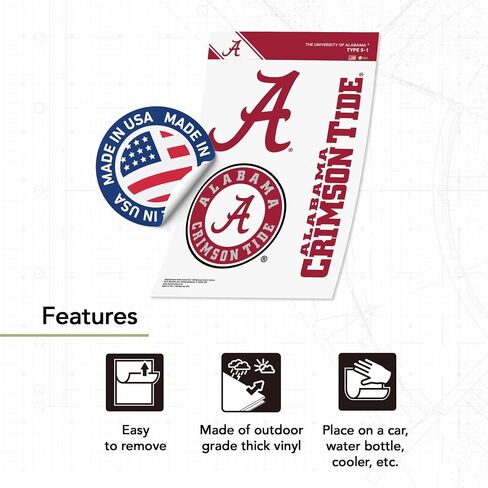 ملصقات صبار الصحراء جامعة ألاباما Crimson Tide Bama Cooler UA شارات الفينيل للكمبيوتر المحمول وزجاجة مياه وقصاصات السيارة T5 (النوع 5-1) in Saudi Arabia