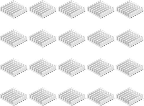 Uxcell 14x14x4mm فضي اللون ذاتي اللصق من الألومنيوم مبرد إلكترونيات لـ IC، MOS 20 قطعة in Saudi Arabia