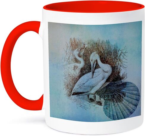 كوب 3dRose_79355_4 "Aqua Pelican Beach Theme Art" كوب أسود بلونين، 11 أونصة، متعدد الألوان in Saudi Arabia