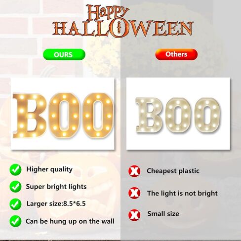 Nialnant Halloween Mantel Decor، لافتات الهالوين "BOO" مقاس 8.5 بوصة، ديكورات الهالوين الداخلية مع 24 قطعة من ملصقات الحائط الخفافيش ثلاثية الأبعاد + لافتات الهالوين السعيدة in Saudi Arabia