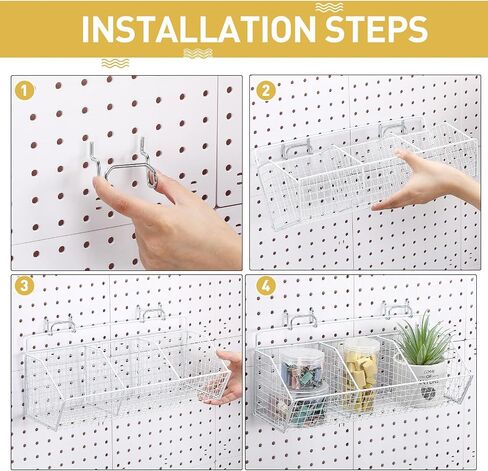 Suzile 2 جهاز كمبيوتر شخصى مقسمة سلال Pegboard مجموعة سلال المرآب المعدنية مع 4 السنانير Pegboard جدار جبل Pegboard سلال تخزين Pegboard منظم لتخزين ملحقات الحمام منضدة، 3 شبكات (أسود) in Saudi Arabia