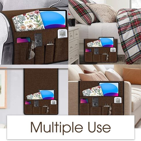 Joywell Sofa Armrest Organizer, Remote Control Holder for Recliner Couch, Arm Chair Caddy with 5 Pockets for Magazine, Tablet, Phone, iPad, Khaki in Saudi Arabia