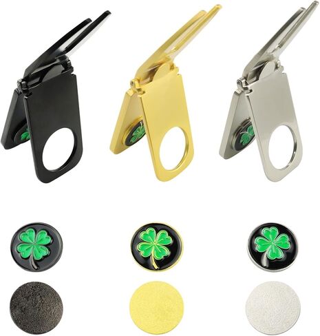 2 Pcs Lucky Clover Golf Cigar Holder for Golf Cart - Magnetic Cigar Clip Keeps Your Cigar Safe - 6 in 1 Golf Divot Tool and Ball Marker, Black in Saudi Arabia