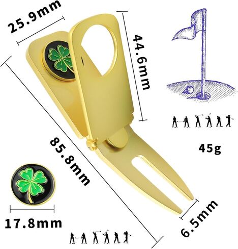 2 Pcs Lucky Clover Golf Cigar Holder for Golf Cart - Magnetic Cigar Clip Keeps Your Cigar Safe - 6 in 1 Golf Divot Tool and Ball Marker, Black in Saudi Arabia