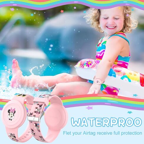 2 Pack Bracelet for AirTag Holder for Kids, Waterproof AirTag Bracelet for Kids with Cute Cartoon Design, Full Coverage Anti-Lost Silicone Airtag Wristband for Children, Healthy Material (Green+Blue) in Saudi Arabia