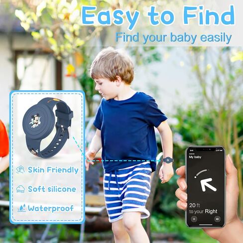 2 Pack Bracelet for AirTag Holder for Kids, Waterproof AirTag Bracelet for Kids with Cute Cartoon Design, Full Coverage Anti-Lost Silicone Airtag Wristband for Children, Healthy Material (Green+Blue) in Saudi Arabia
