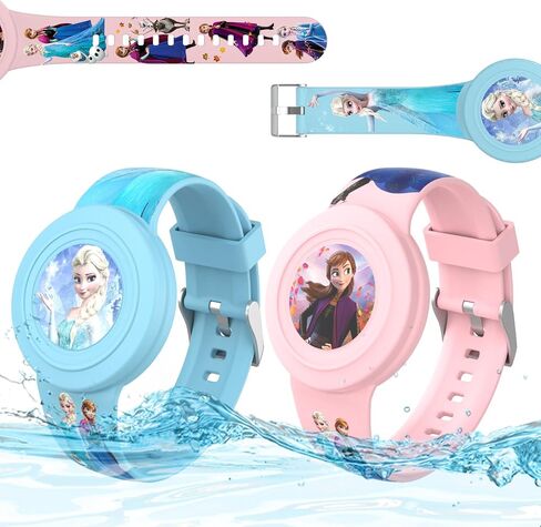2 Pack Bracelet for AirTag Holder for Kids, Waterproof AirTag Bracelet for Kids with Cute Cartoon Design, Full Coverage Anti-Lost Silicone Airtag Wristband for Children, Healthy Material (Green+Blue) in Saudi Arabia