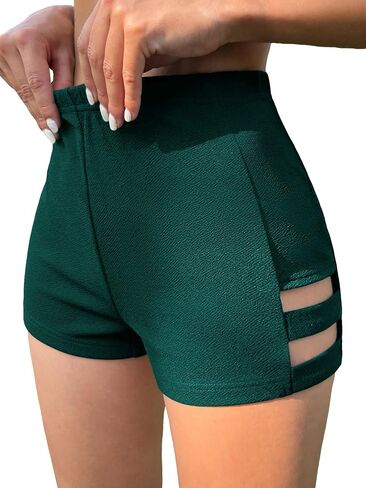 MakeMeChic Women's Cut Out Mini Shorts Party High Waisted Biker Shorts Skinny Shorts Leggings in Saudi Arabia