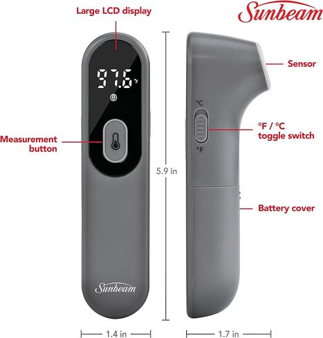 جهاز قياس الحرارة الرقمي بالأشعة تحت الحمراء للجسم والأشياء بدون لمس من صن بيم للبالغين والأطفال، قراءة دقيقة فورية، مؤشر الحمى in Kuwait