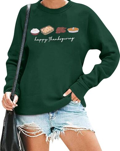 LUKYCILD Thanksgiving Sweatshirt Fall Shirt for Women: Funny Thanksgiving Turkey Sweatshirts Long Sleeve Graphic Pullover Top in Saudi Arabia