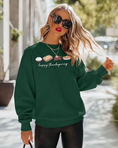 LUKYCILD Thanksgiving Sweatshirt Fall Shirt for Women: Funny Thanksgiving Turkey Sweatshirts Long Sleeve Graphic Pullover Top in Saudi Arabia